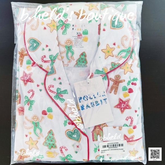 Roller Rabbit Gingerbread Party Long Sleeve Polo Pajamas in Multi Size XS NWT - Picture 14 of 15